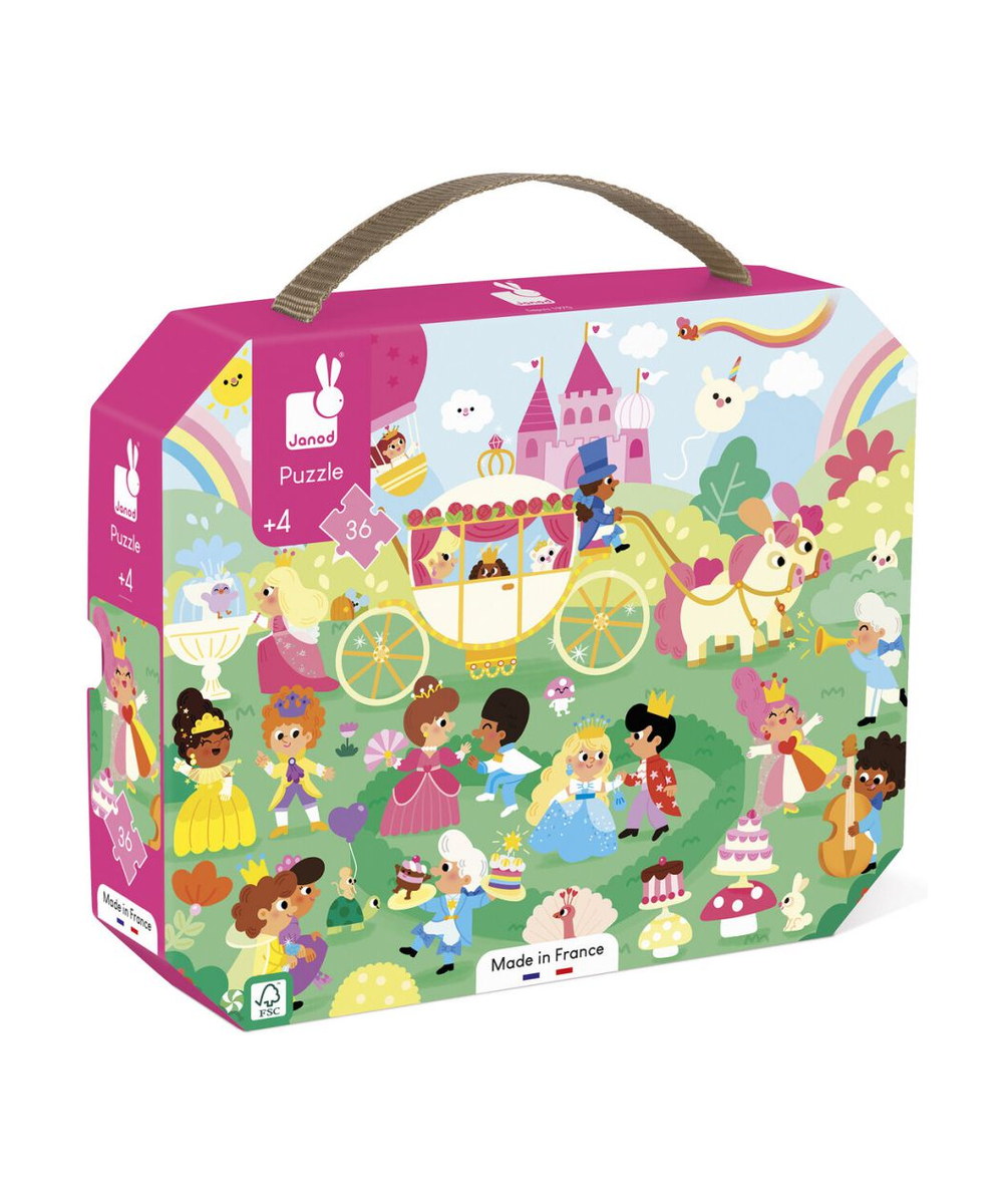 Puzzle Les princesses 36 pièces de la marque Janod, sur fond blanc