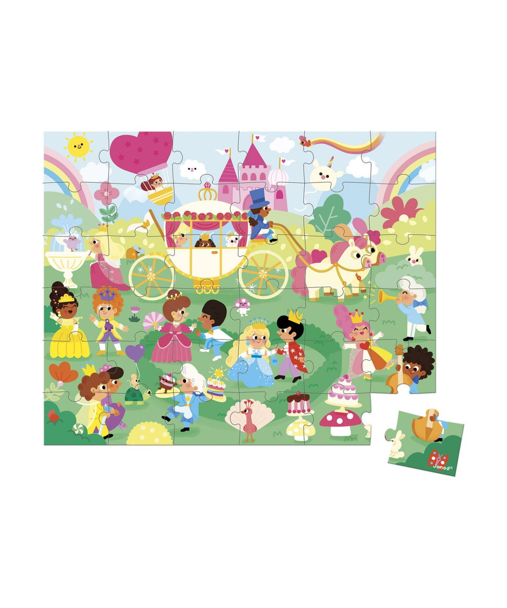 Puzzle Les princesses 36 pièces de la marque Janod, sur fond blanc