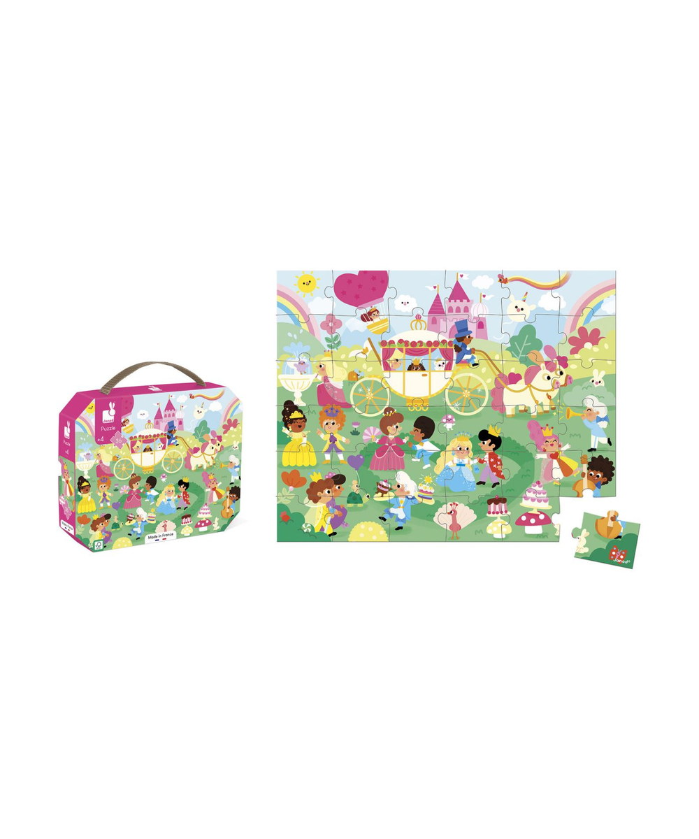 Puzzle Les princesses 36 pièces de la marque Janod, sur fond blanc
