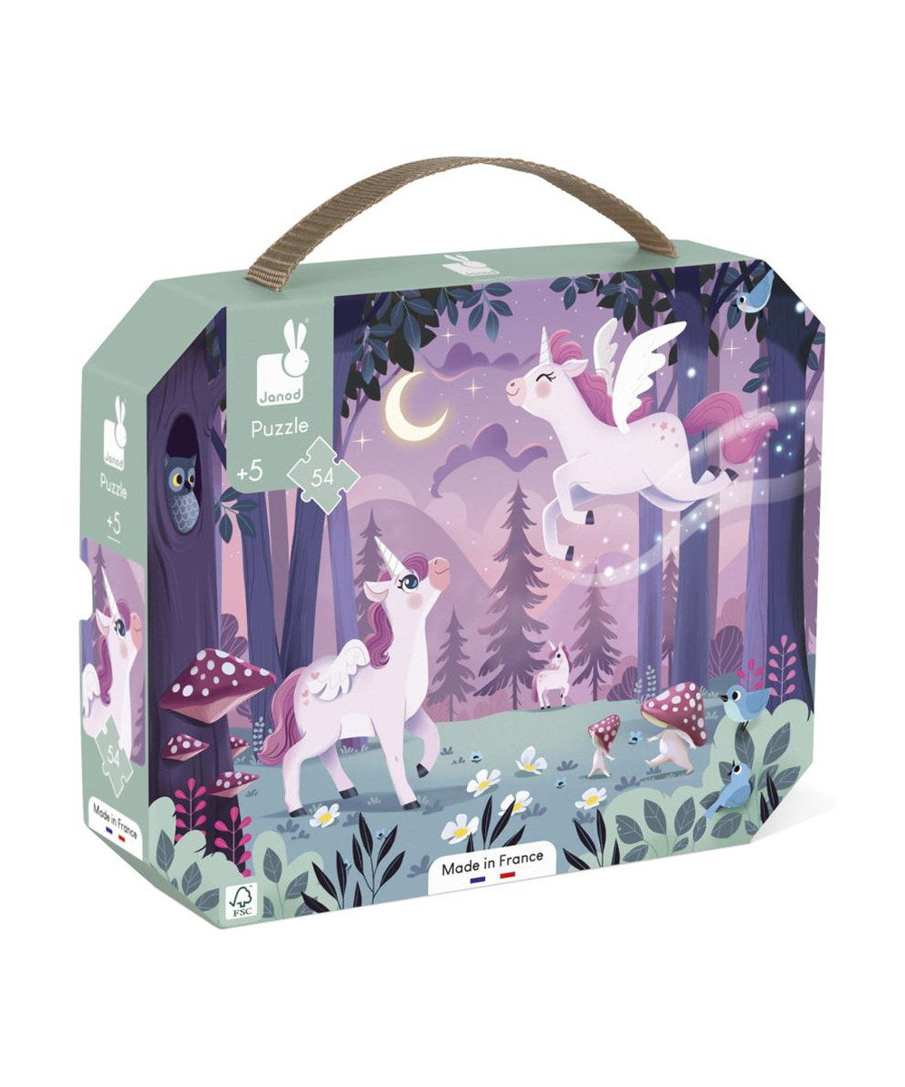 Puzzle Licornes 54 pièces de la marque Janod, sur fond blanc