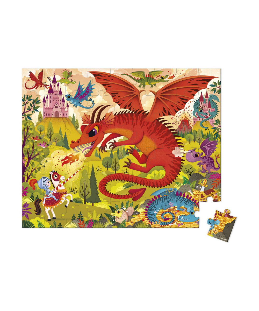 Puzzle Royaume des dragons 54 pièces de la marque Janod, sur fond blanc