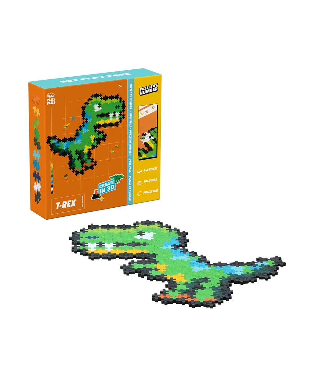 Puzzle T-Rex - 250 pièces de Plus-Plus, sur fond blanc
