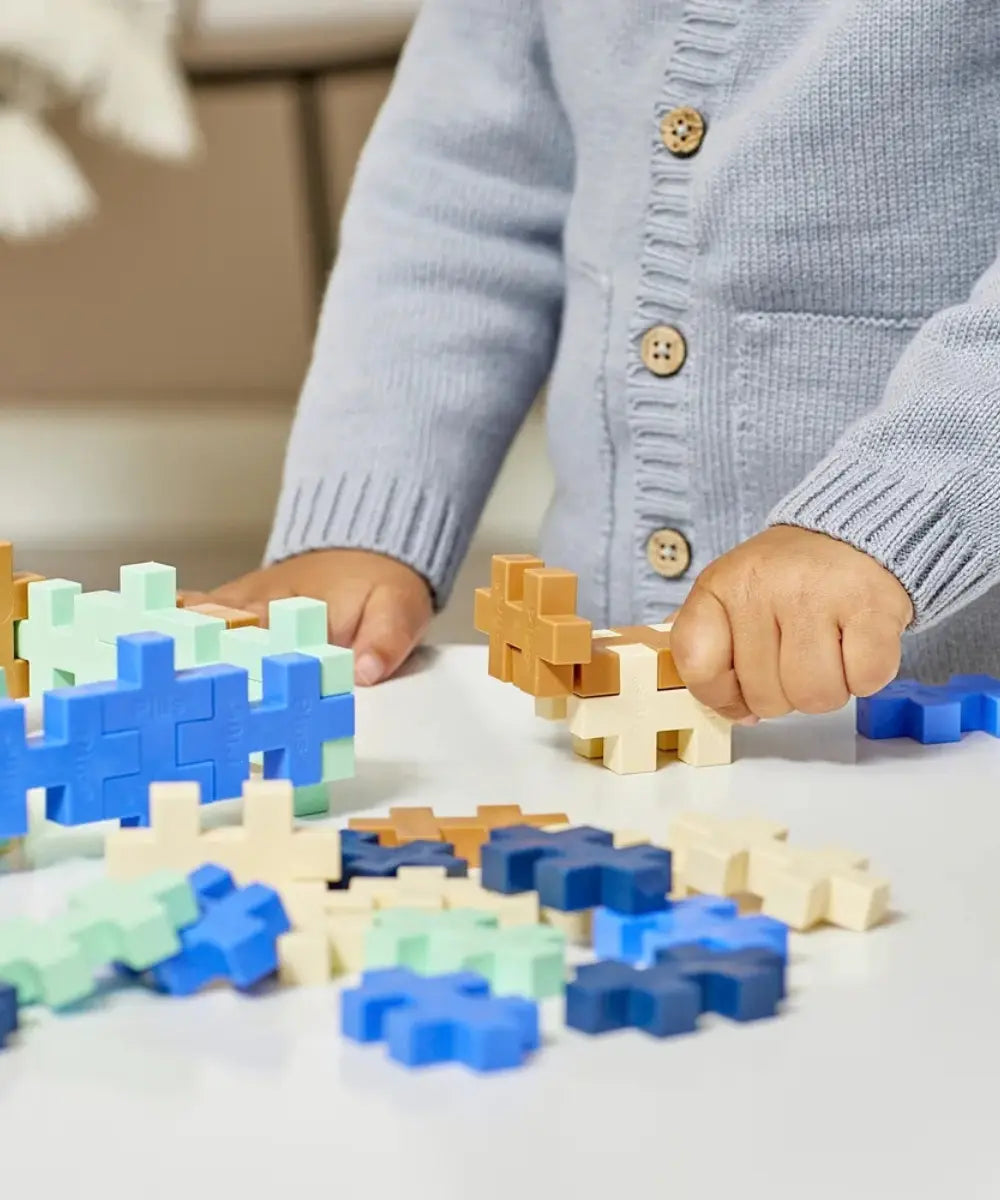 Recharge 100 pieces plus-plus big couleurs tendance bleu camel vert menthe pour jeu de construction enfant.