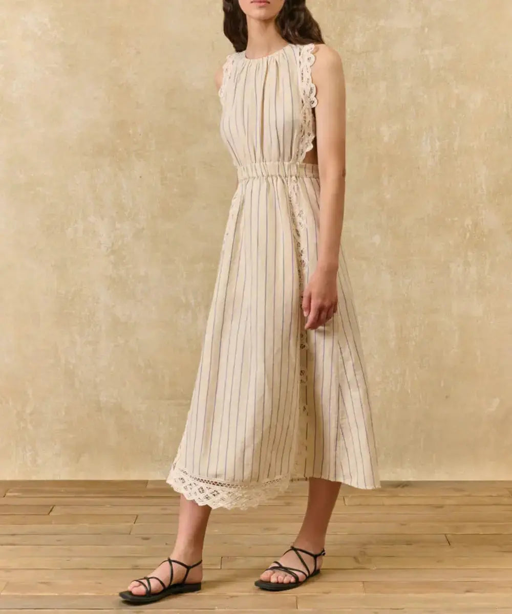 Robe de cérémonie Ariane de Louise Misha réalisée en coton et en lin, avec une coupe longue et fluide