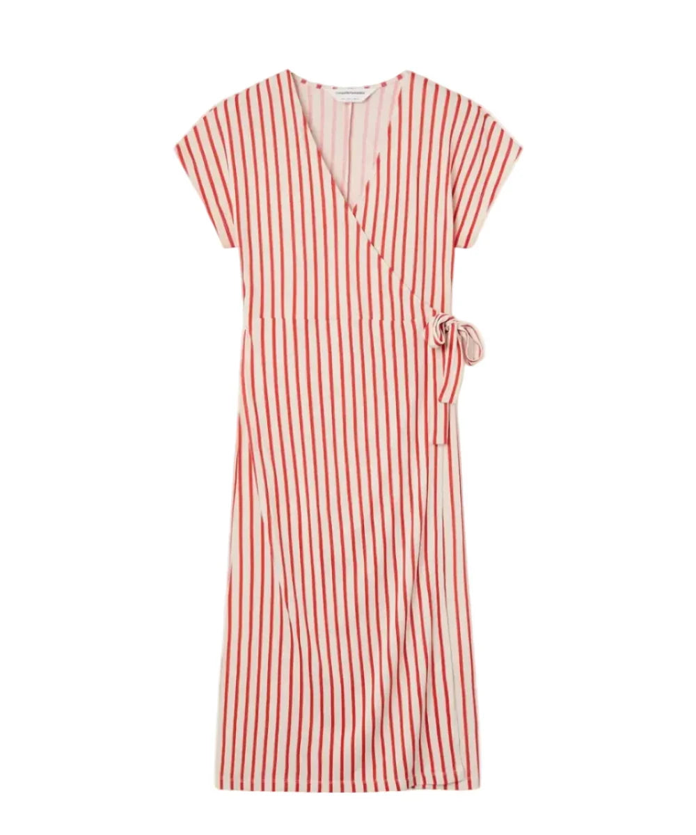 Robe midi rayures rouges de Compañía Fantástica