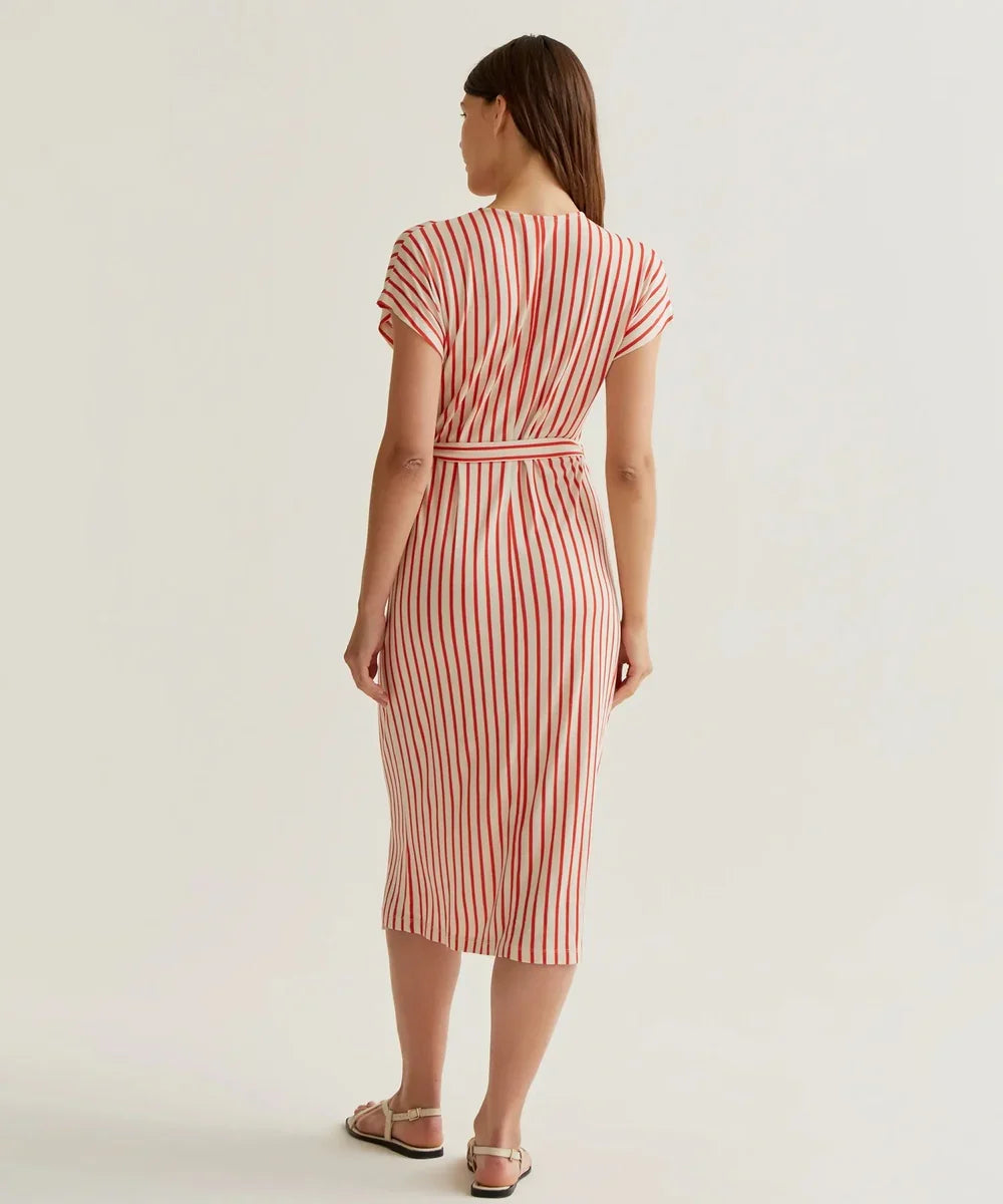 Robe midi rayures rouges de Compañía Fantástica