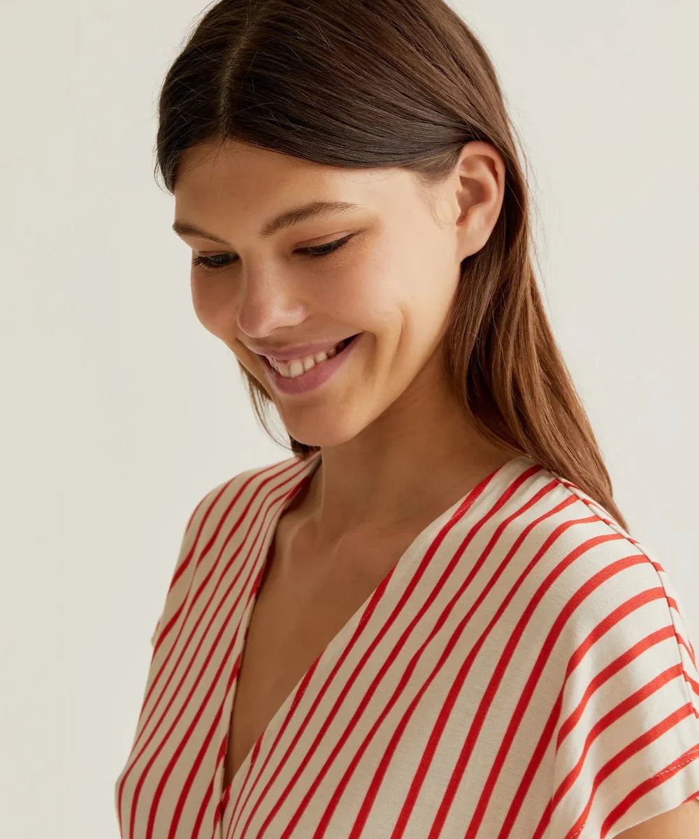Robe midi rayures rouges de Compañía Fantástica