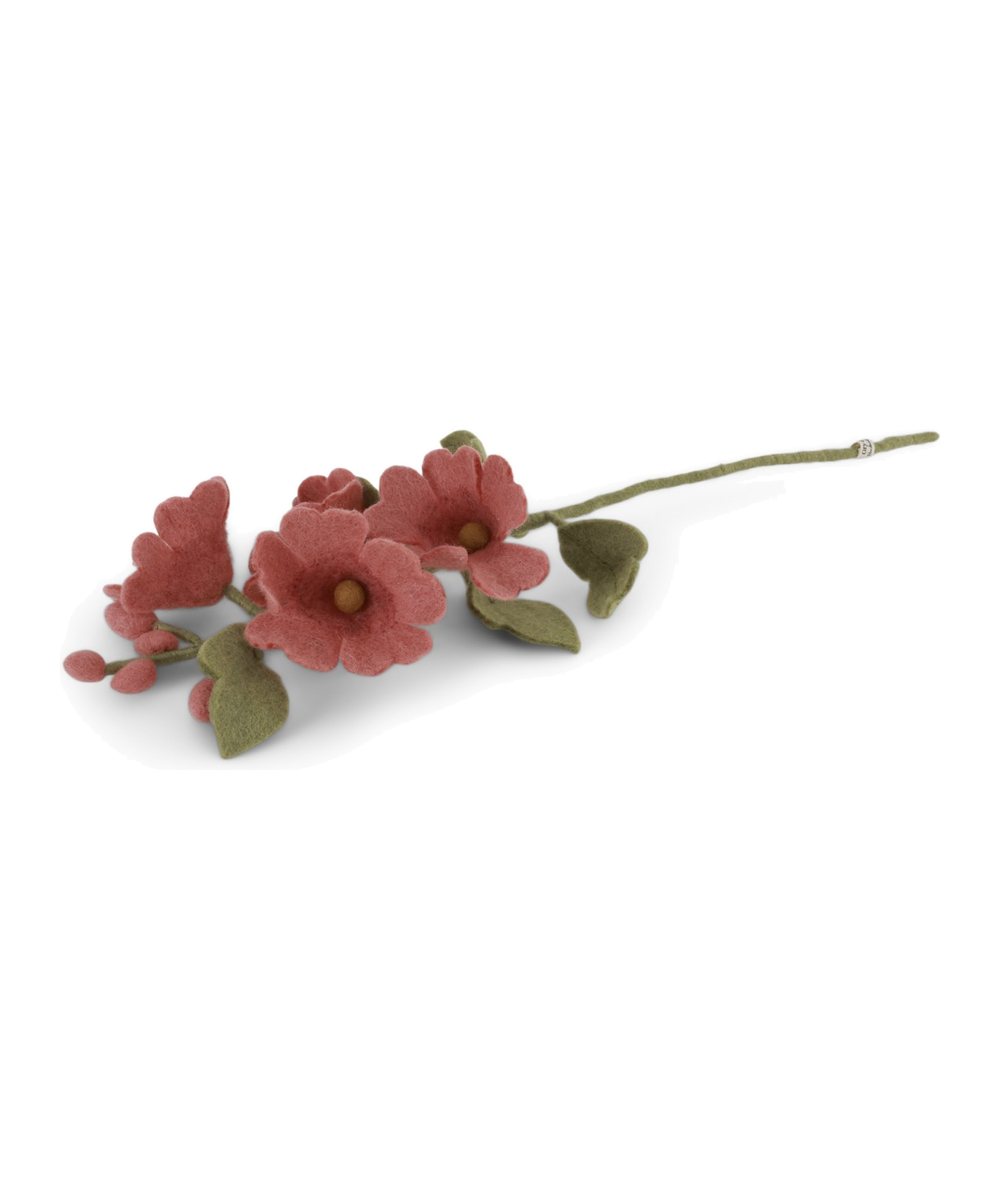 Rose trémière rouge poudré de la marque Gry & Sif, sur fond blanc