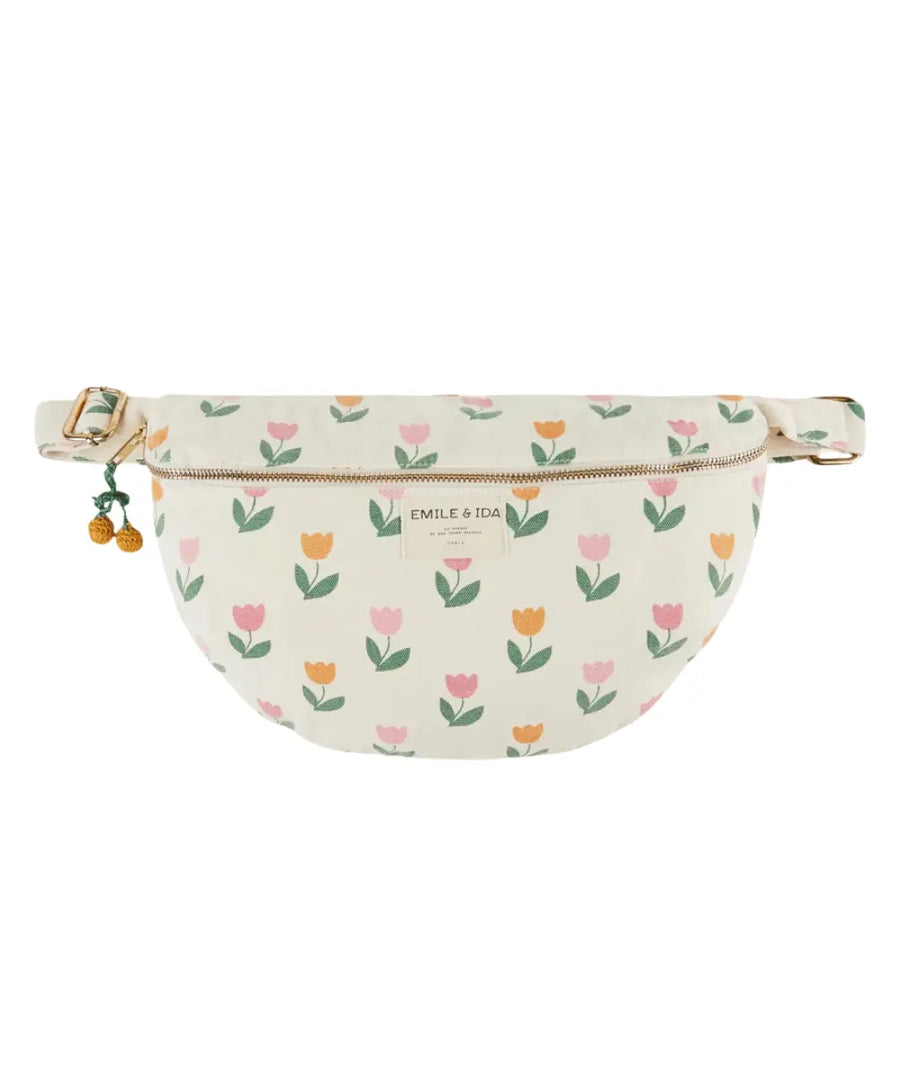 Sac banane imprimé Tulipes de la marque française Emile & Ida