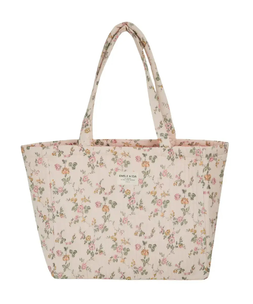 Sac cabas rosier de la marque française Emile & Ida en coton biologique sur fond blanc