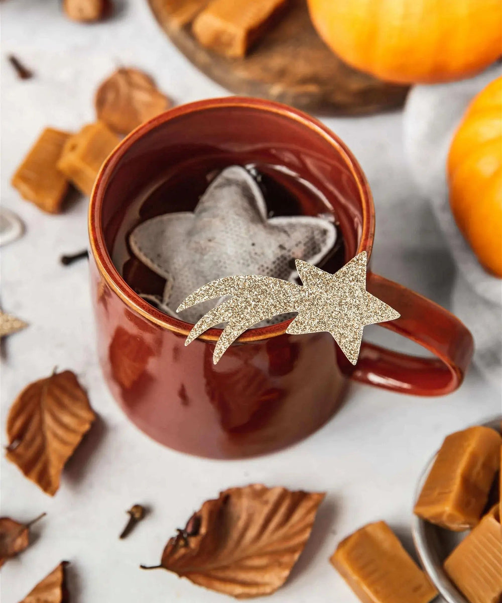 Sachets de the bio en forme d etoile au jasmin cousus main Tea Heritage.