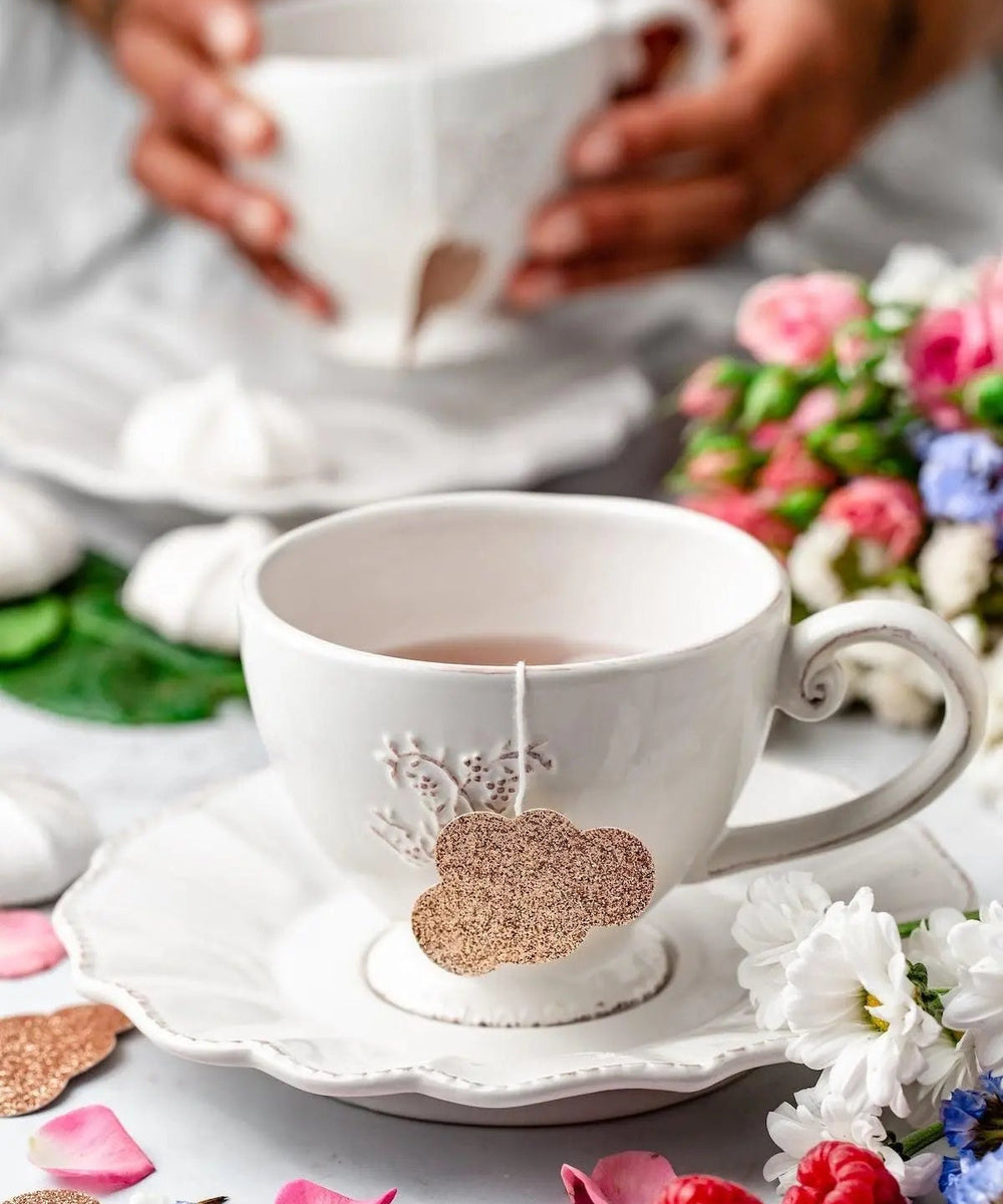 Sachets de thé bio en forme de nuage cousus à Lyon de la marque française Tea Heritage. Goût : Jasmin.