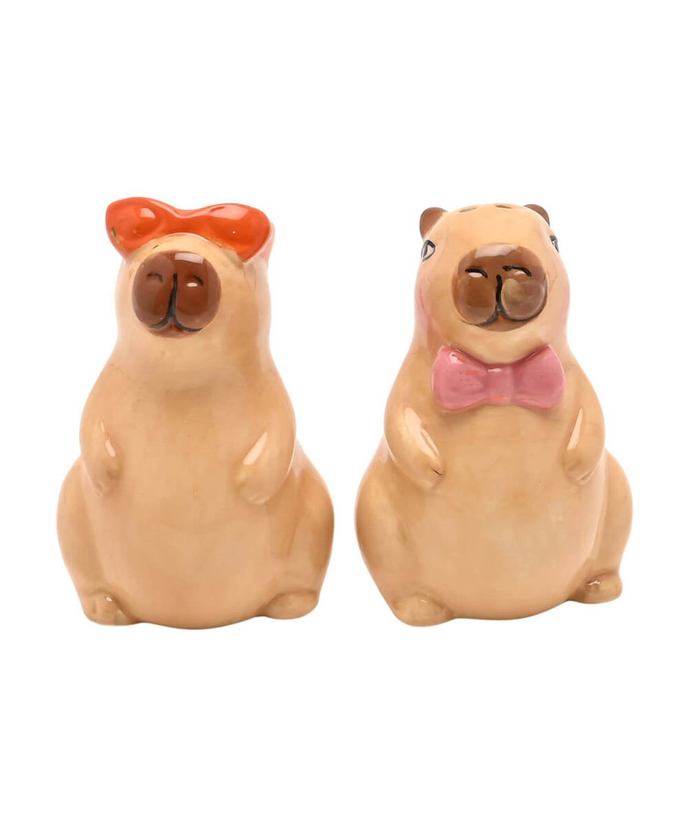 Salière et poivrière capybaras, sélection Merci Léonie, sur fond blanc