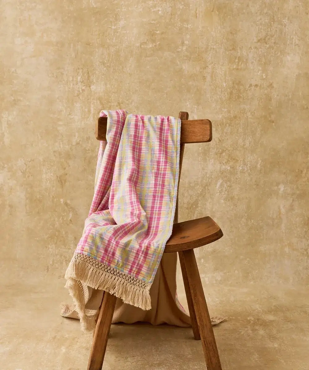 Serviette de bain Lana Pink Island Checks Louise Misha