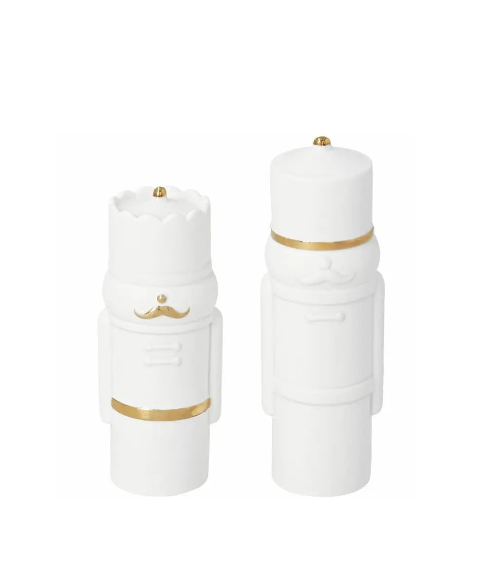 Duo de figurines casse noisette en porcelaine blanche mate et doree rader.