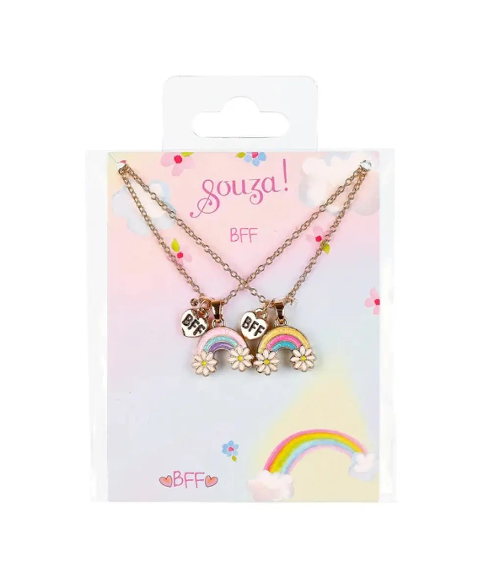 Set de deux colliers d'amitié bff arc en ciel dore de la marque Souza pour enfant.