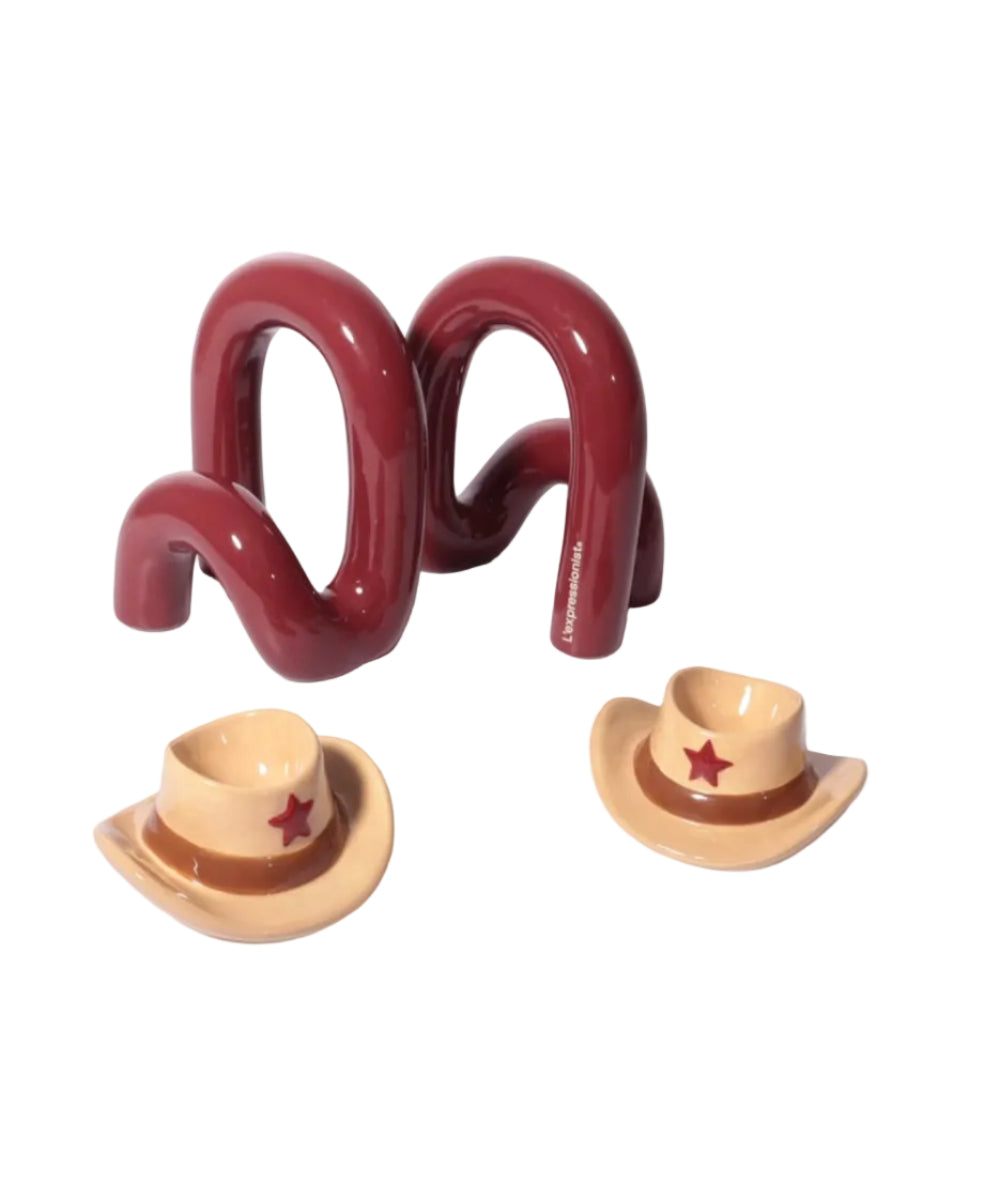 Serre-livres Cowboy mis en scène avec deux tasses motif étoile