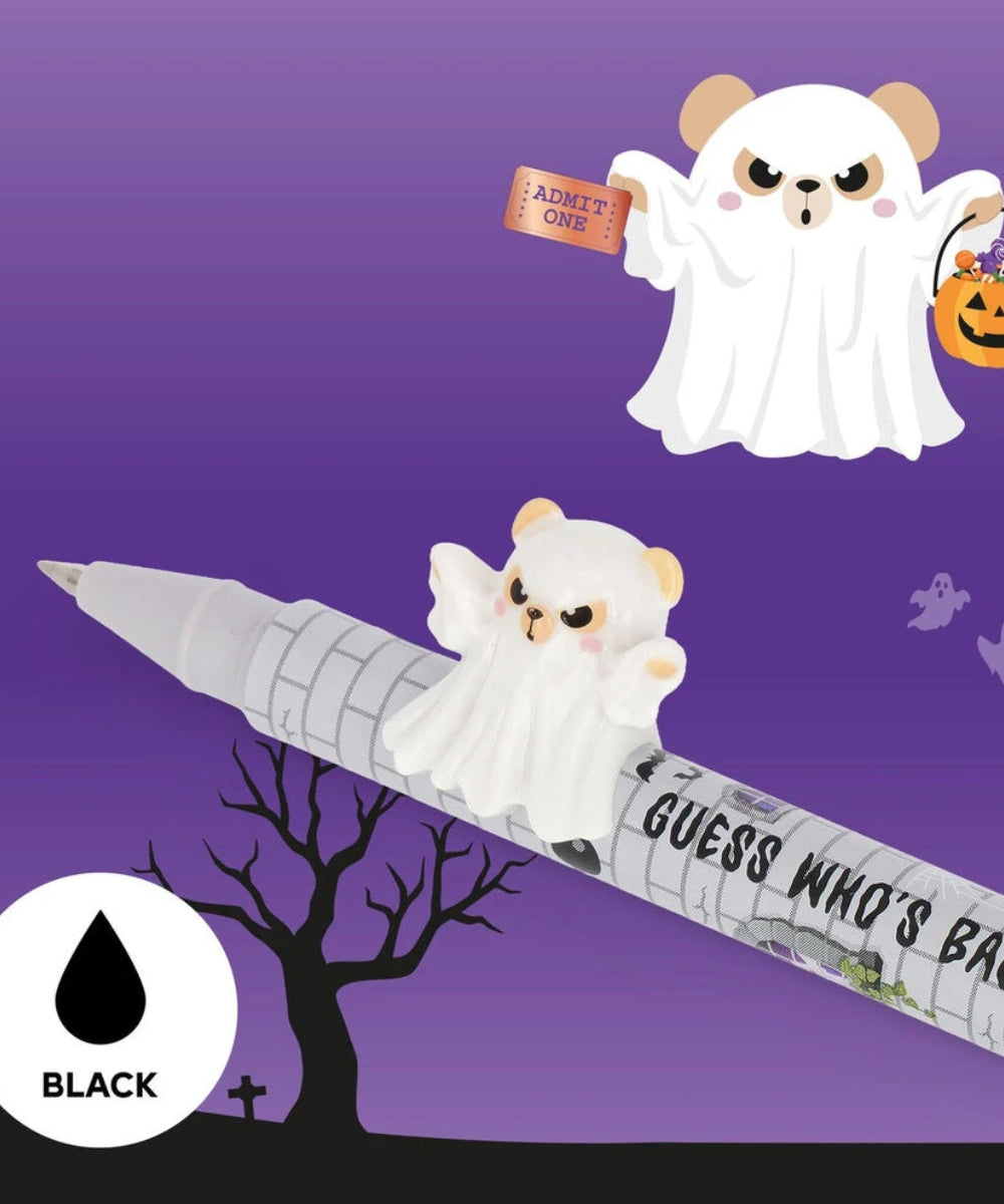 Set de 2 stylos gel lovely friends spooky party legami avec figurines amovibles chat momie et ours fantome.