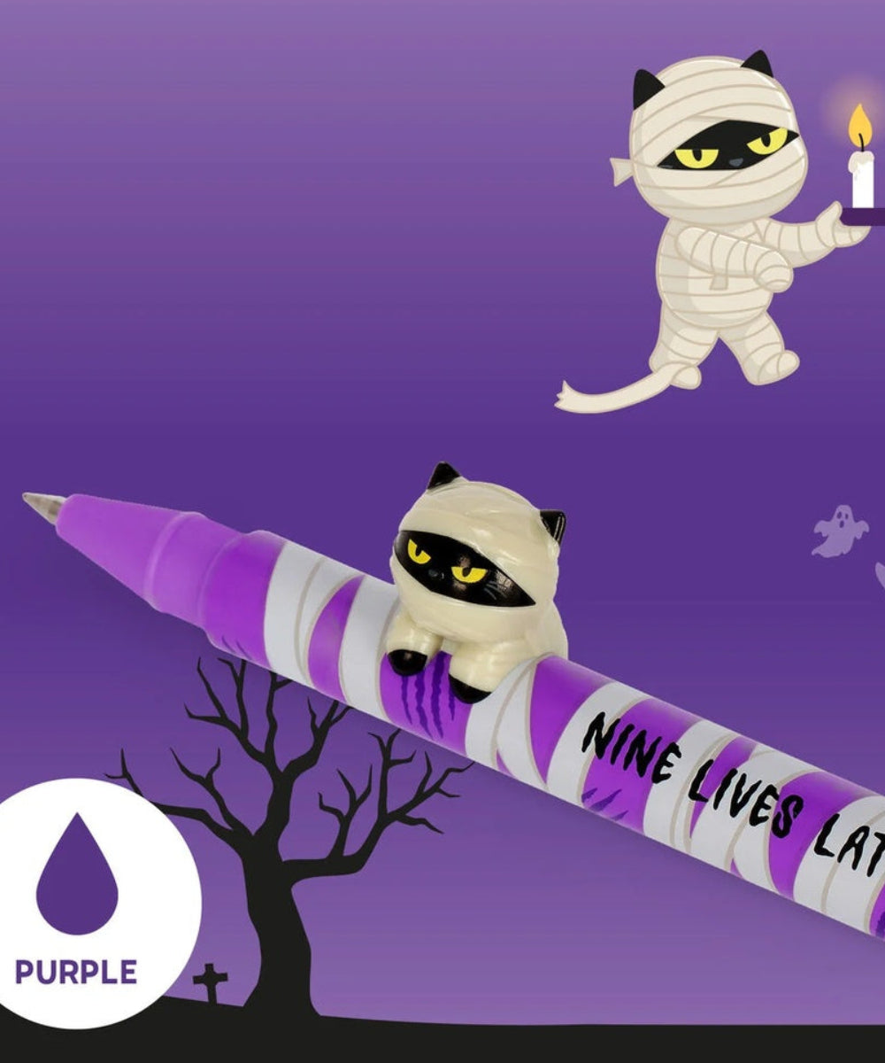Set de 2 stylos gel lovely friends spooky party legami avec figurines amovibles chat momie et ours fantome.