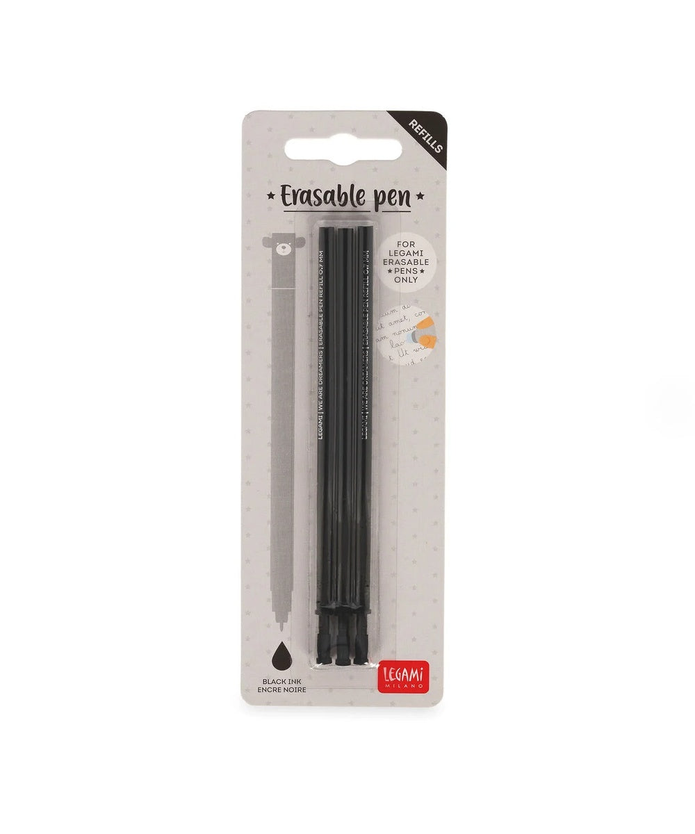 Set de 3 Recharges pour Stylo à Encre Gel Effaçable - Encre noire - Erasable Pen Legami