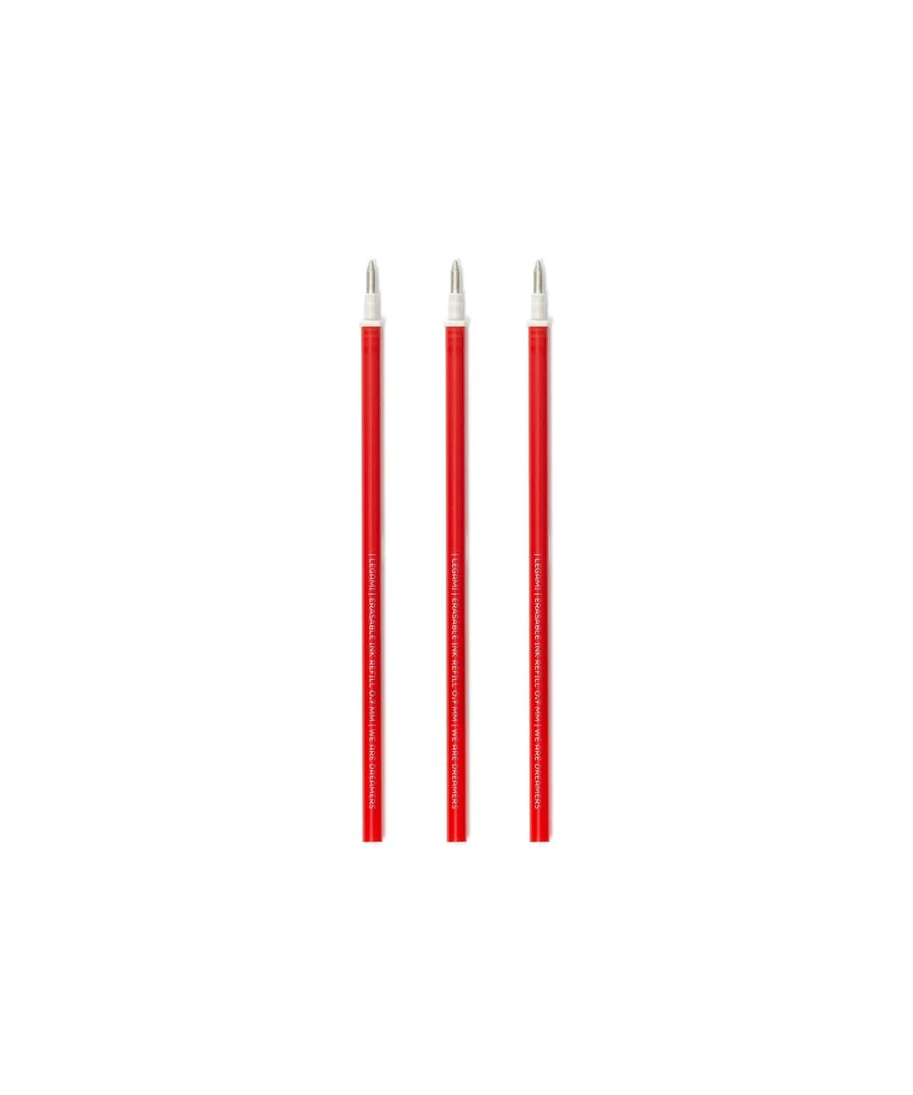 Set de 3 Recharges pour Stylo à Encre Gel Effaçable - Encre rouge - Erasable Pen Legami