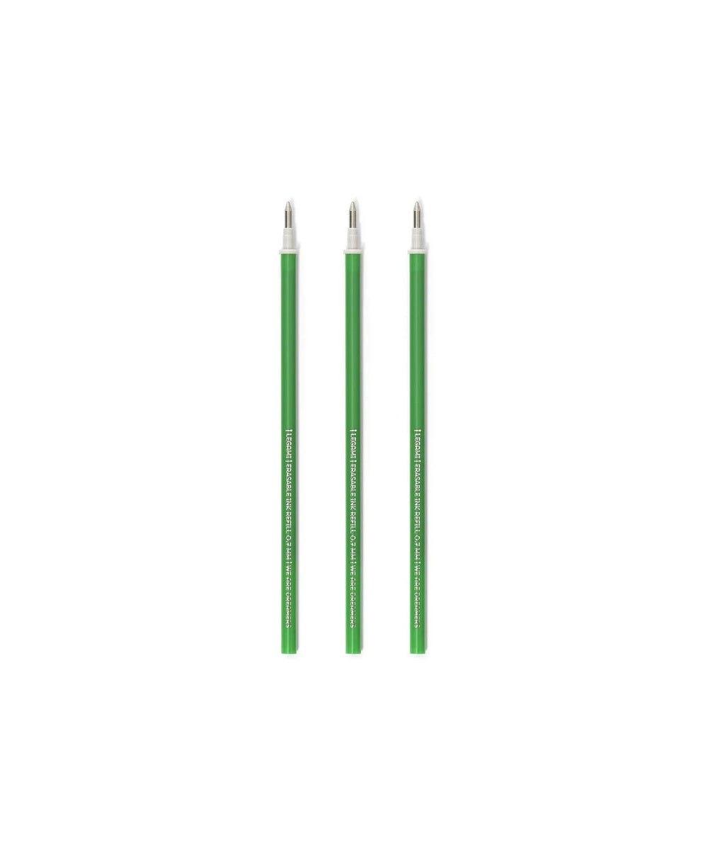 Set de 3 Recharges pour Stylo à Encre Gel Effaçable - Encre verte - Erasable Pen Legami