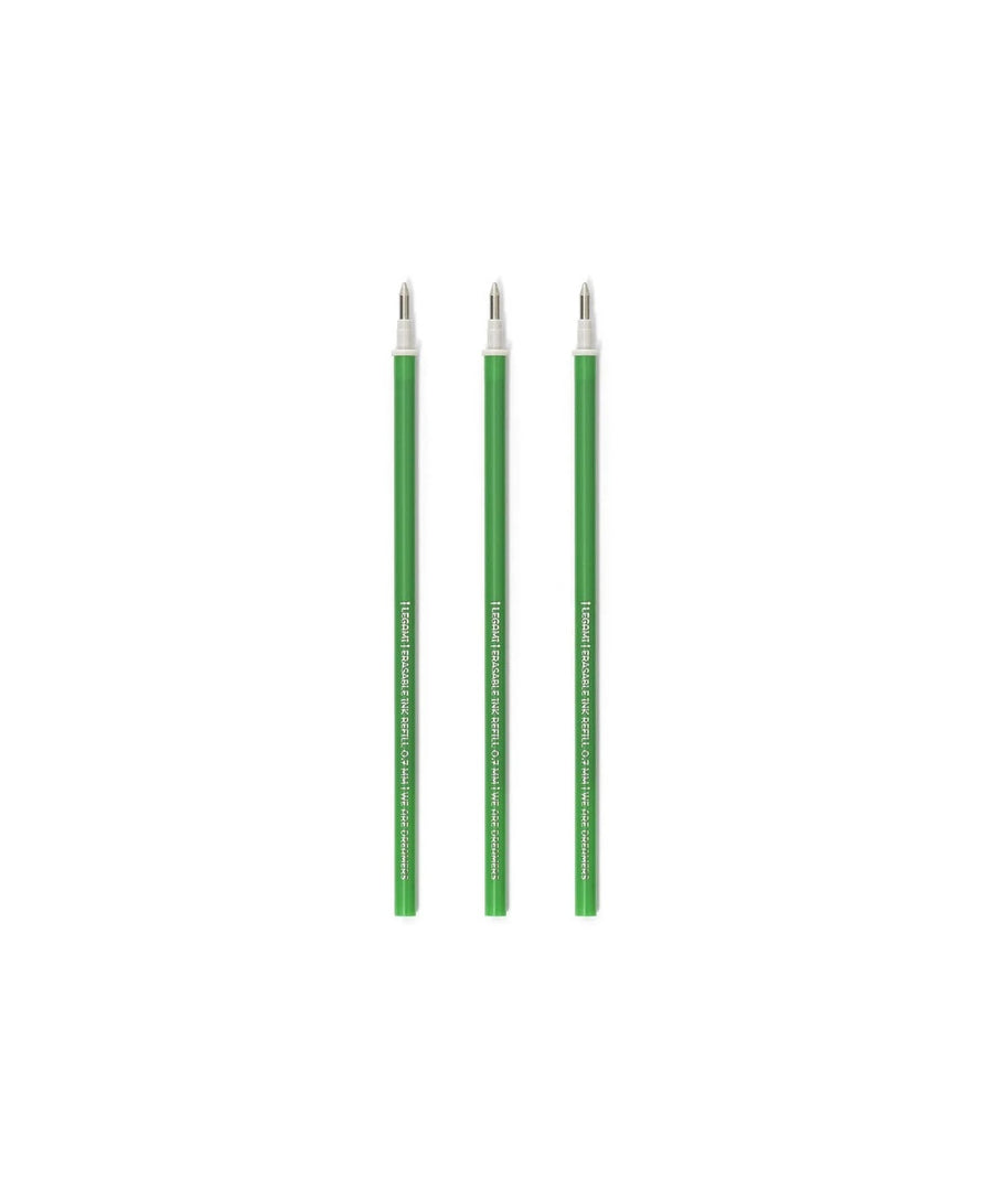Set de 3 Recharges pour Stylo à Encre Gel Effaçable - Encre verte - Erasable Pen Legami