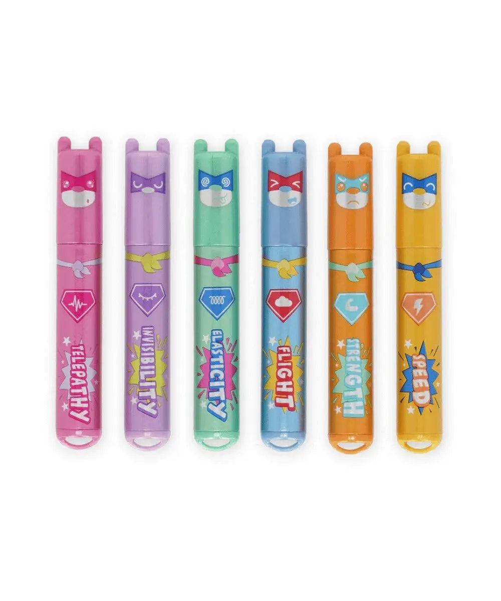 Set de 6 Mini Surligneurs Teddy's Superpower de Legami sr fond blanc