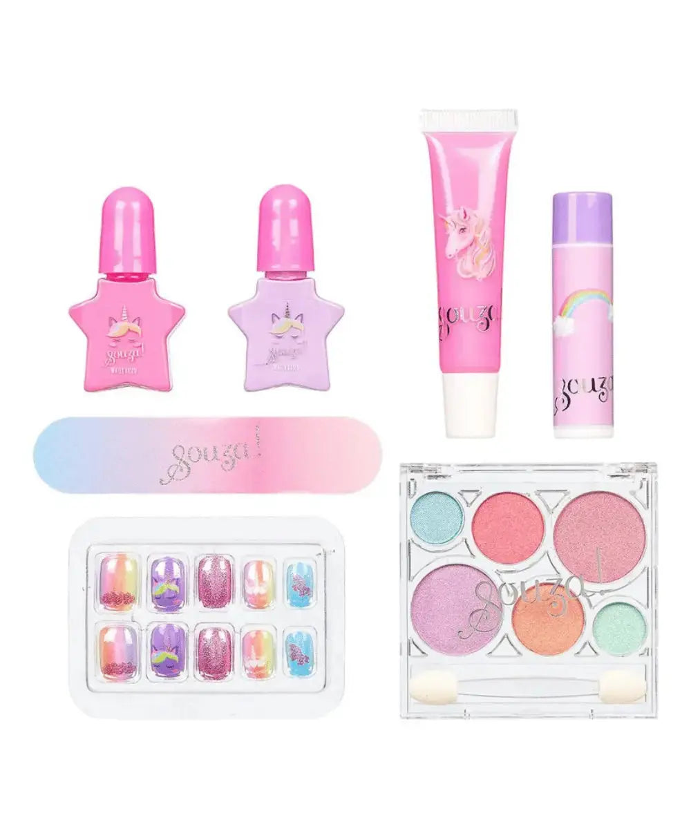 Détail du coffret maquillage licorne de Souza