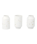 Set de 3 mini vases en porcelaine blanche avec reliefs et motifs etoiles Räder.