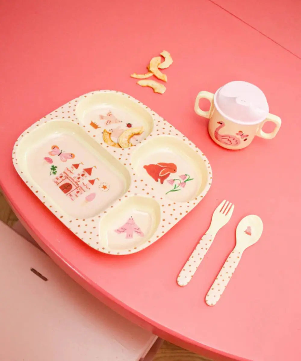 Coffret de vaisselle pour bébé en mélamine motif Fairytale de la marque Rice