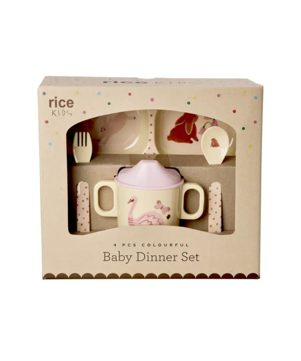 Coffret de vaisselle pour bébé en mélamine motif Fairytale de la marque Rice