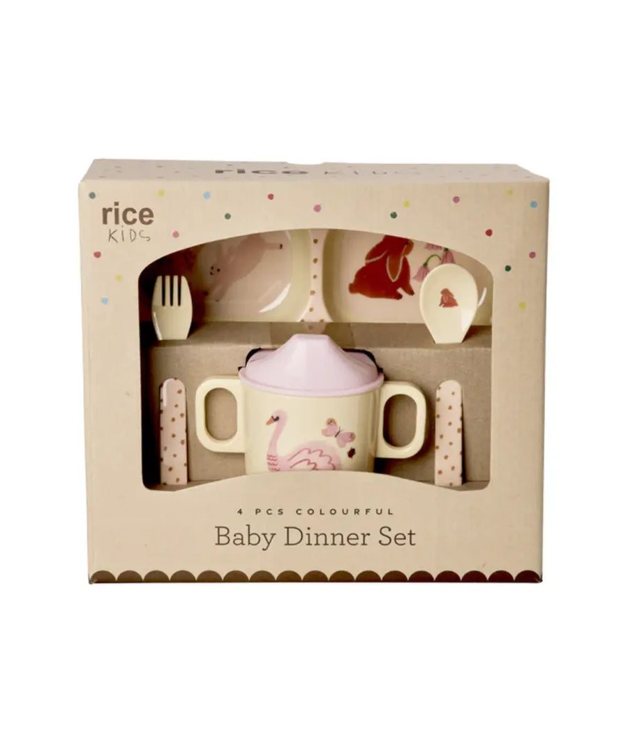 Coffret de vaisselle pour bébé en mélamine motif Fairytale de la marque Rice