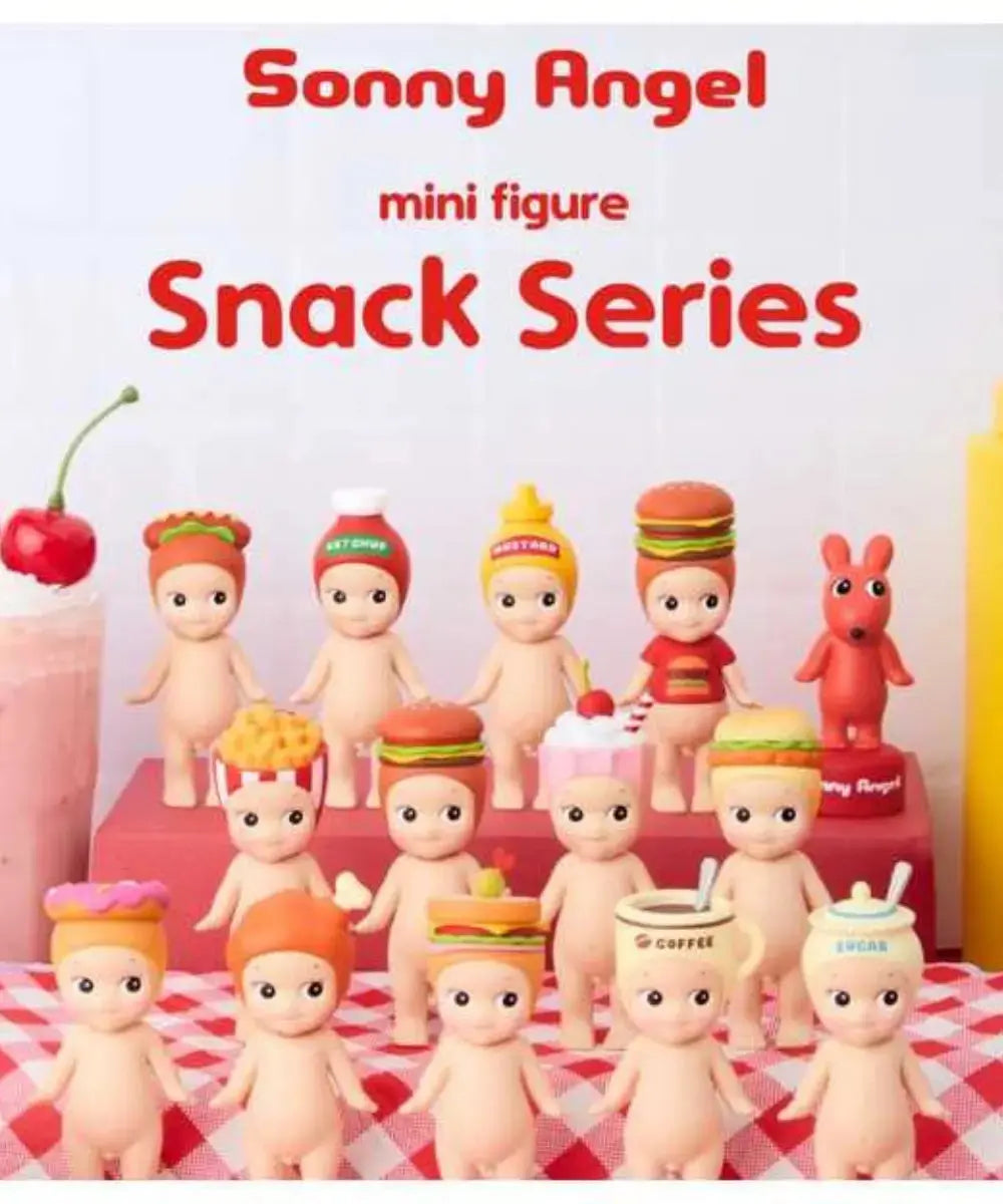 Vue des différentes figurines de la série Snack de Sonny Angel
