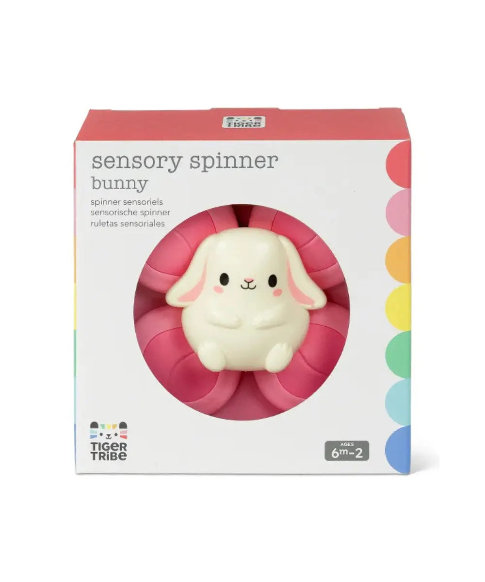 Jouet sensoriel tournant a ventouse lapin tiger tribe pour chaise haute et bain.