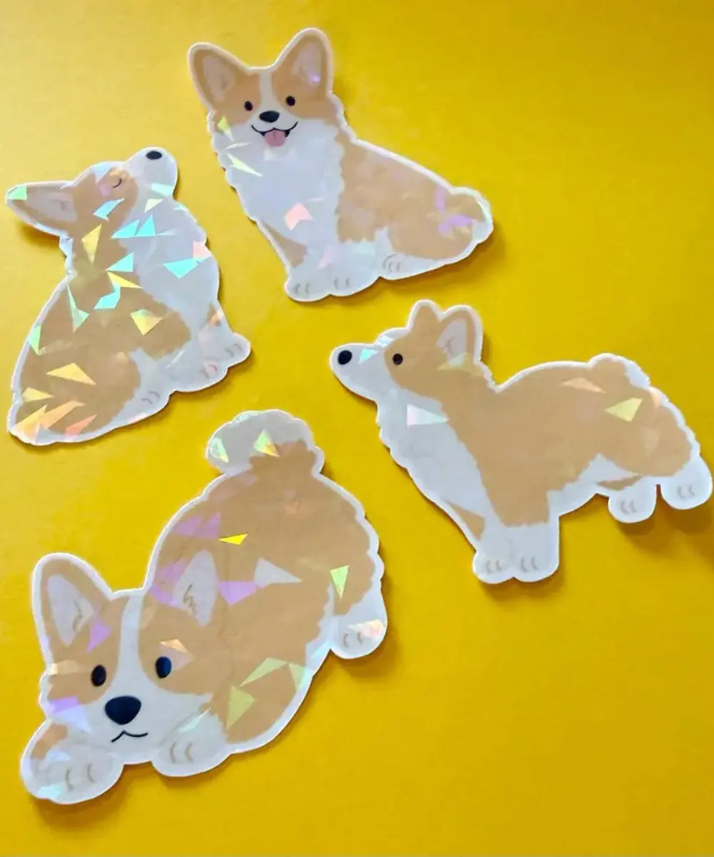Lot de stickers autocollants illustres chien Corgi pour bullet journal et papeterie