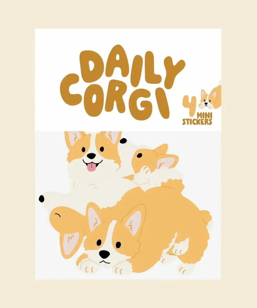 Lot de stickers autocollants illustres chien Corgi pour bullet journal et papeterie