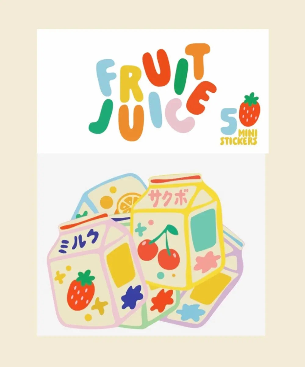 Lot de 5 stickers holographiques briques de jus de fruits japonais faits main a Lyon.