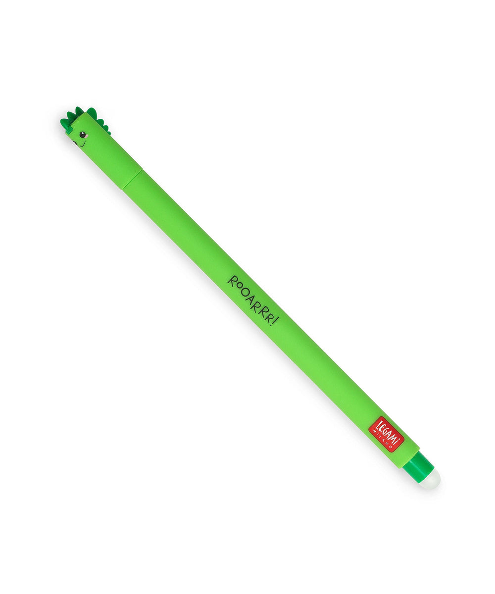 Stylo à Encre Gel Effaçable Dinosaure « Rooarrr! » de la marque Legami, sur fond blanc