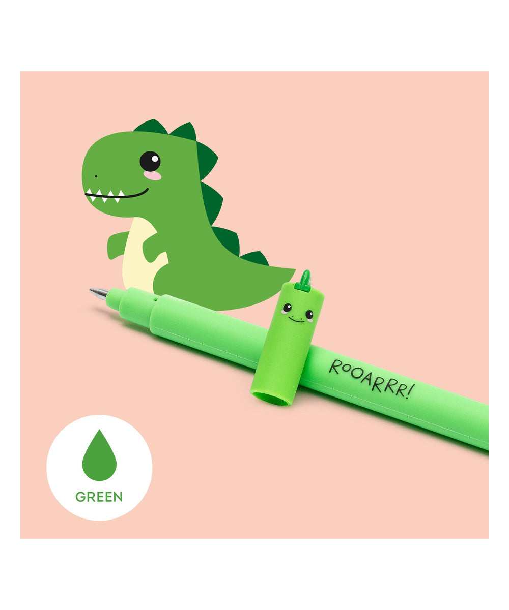 Stylo à Encre Gel Effaçable Dinosaure « Rooarrr! » de la marque Legami, sur fond blanc