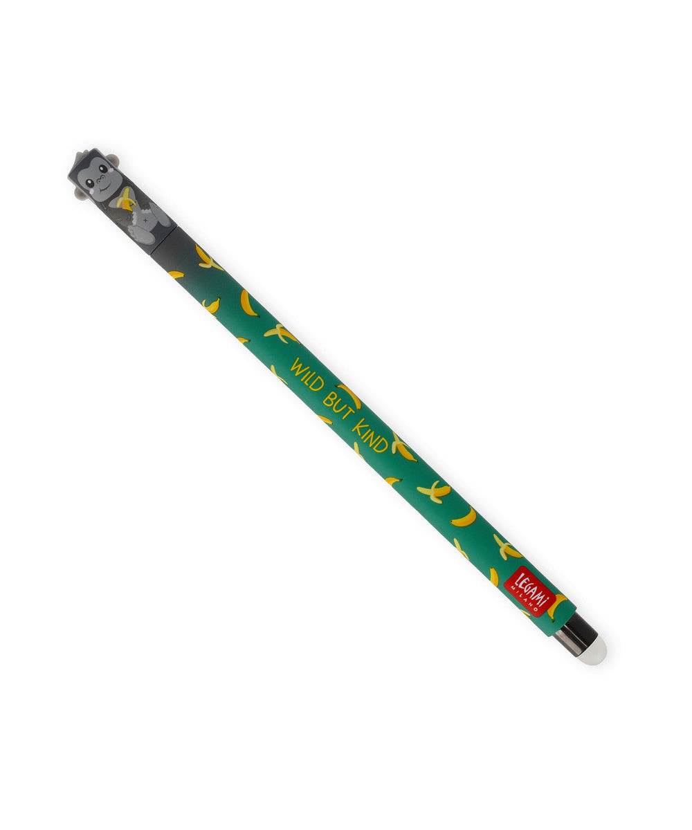 Stylo à Encre Gel Effaçable Gorille « Wild but Kind » de la marque Legami, sur fond blanc