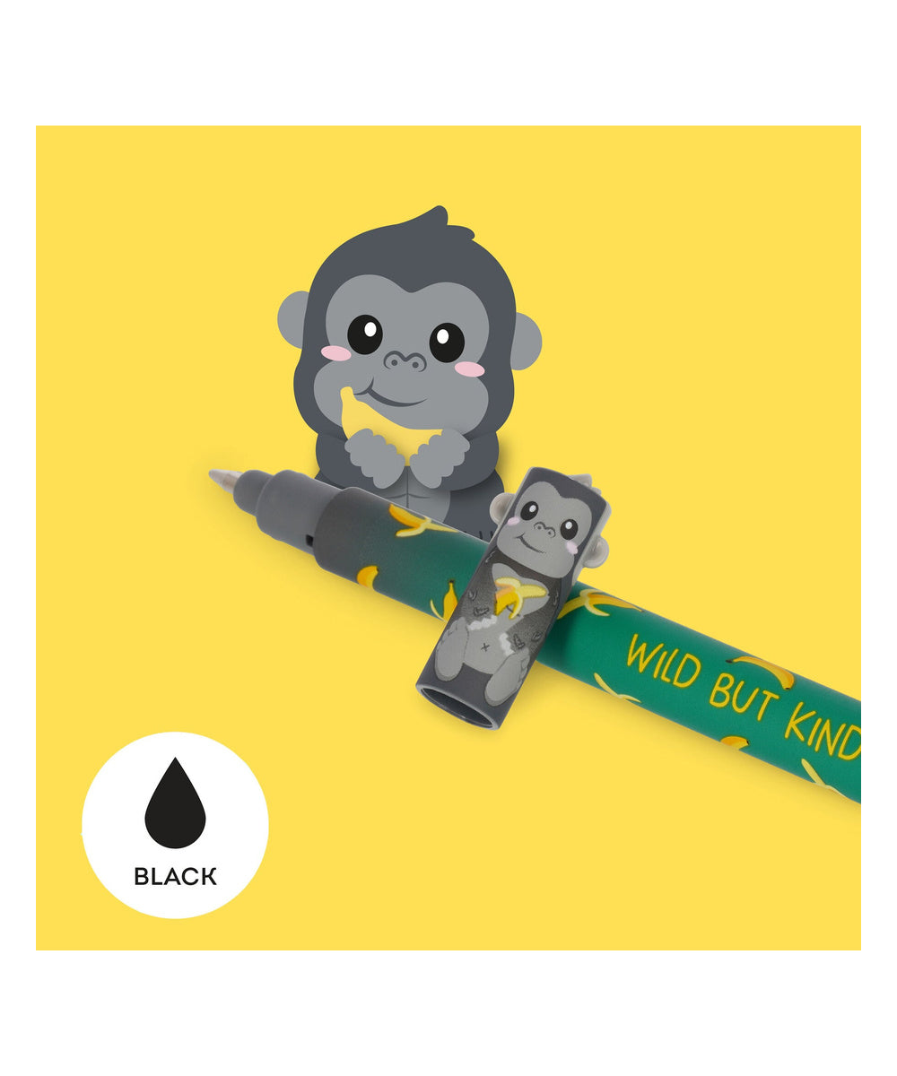 Stylo à Encre Gel Effaçable Gorille « Wild but Kind » de la marque Legami, sur fond blanc