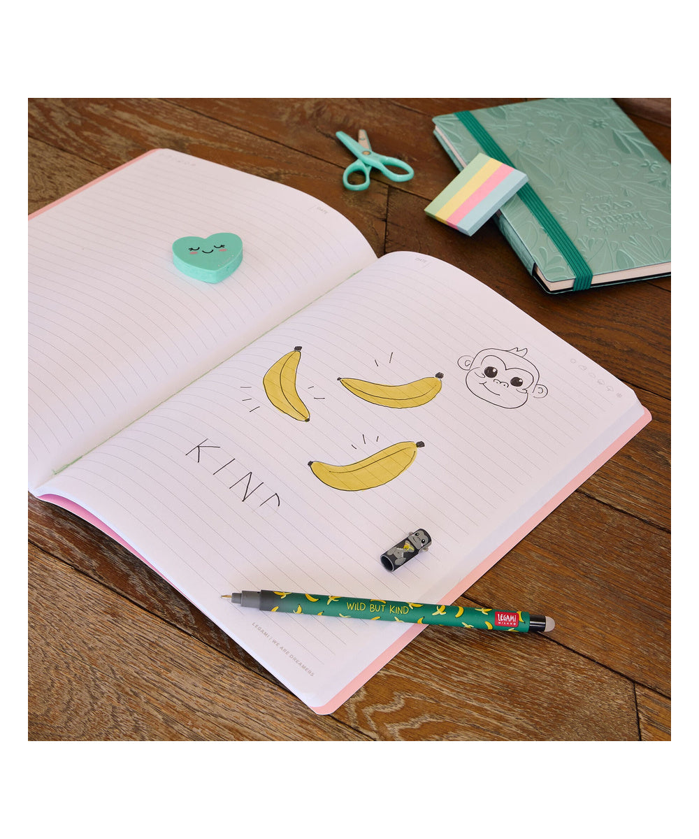 Stylo à Encre Gel Effaçable Gorille « Wild but Kind » de la marque Legami, sur fond blanc