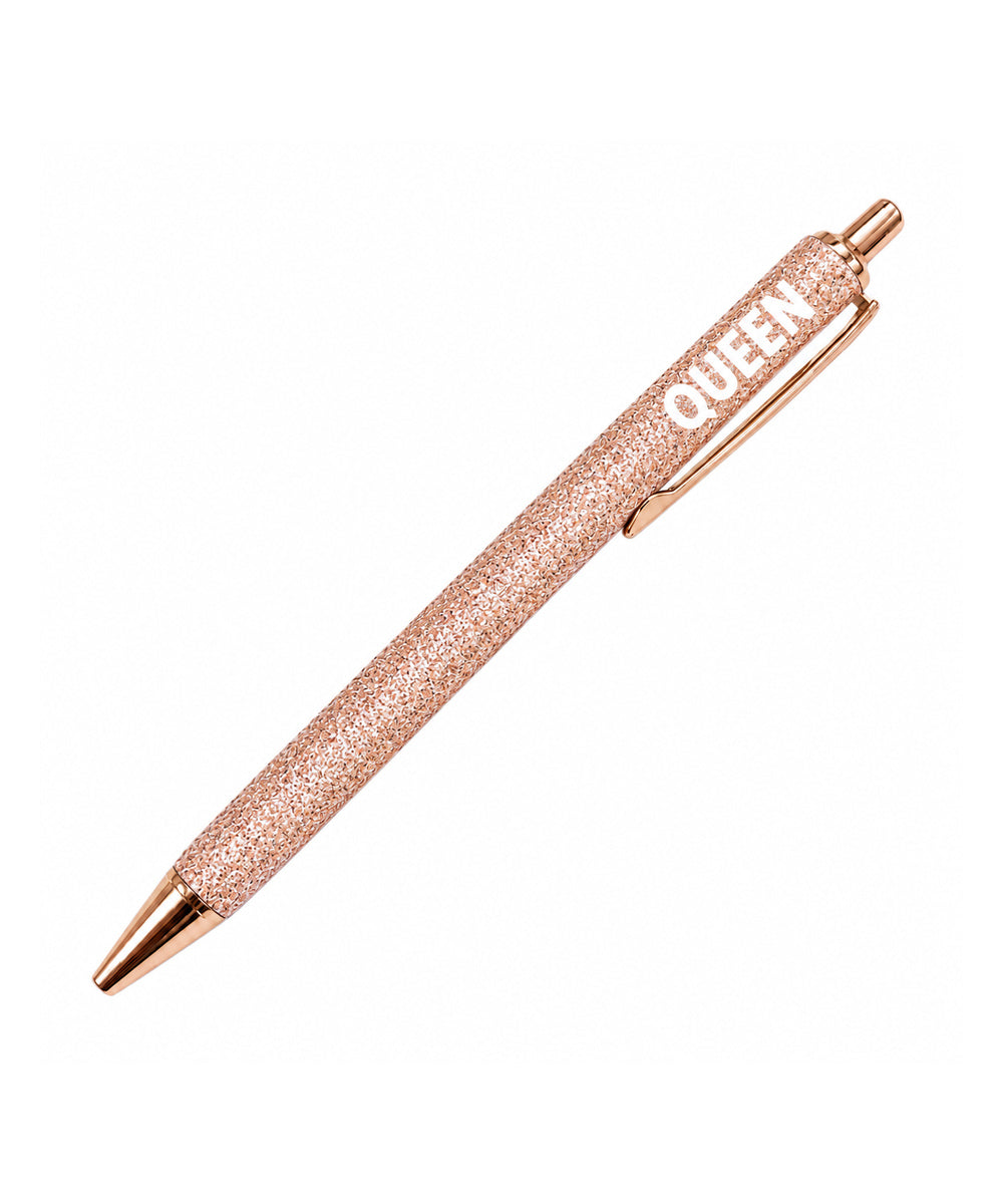 Stylo à paillettes "Queen" Rose Gold