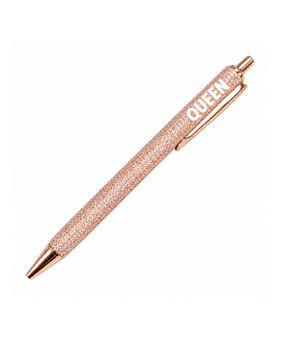 Stylo à paillettes "Queen" Rose Gold