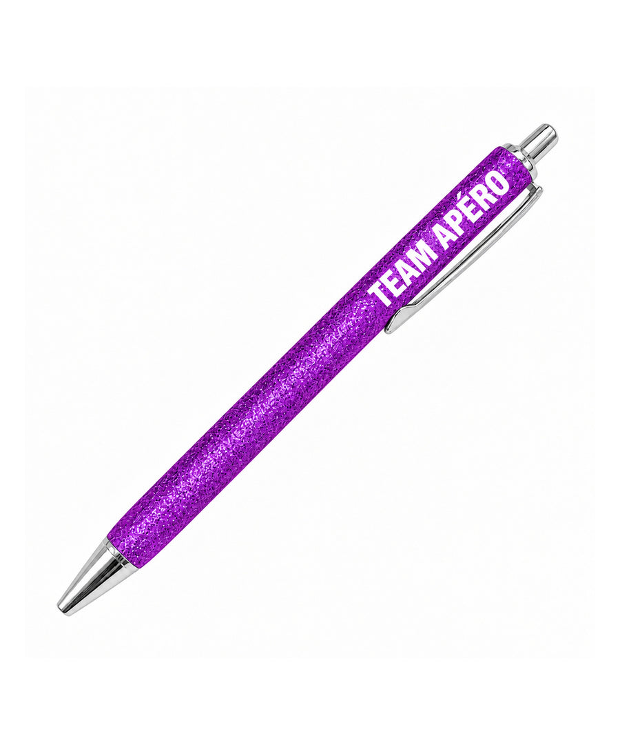 Stylo à paillettes "Team Apéro" Violet
