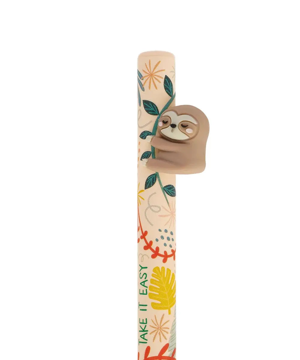 Stylo a bille retractable paresseux Free Hugs Legami encre verte avec figurine calin.