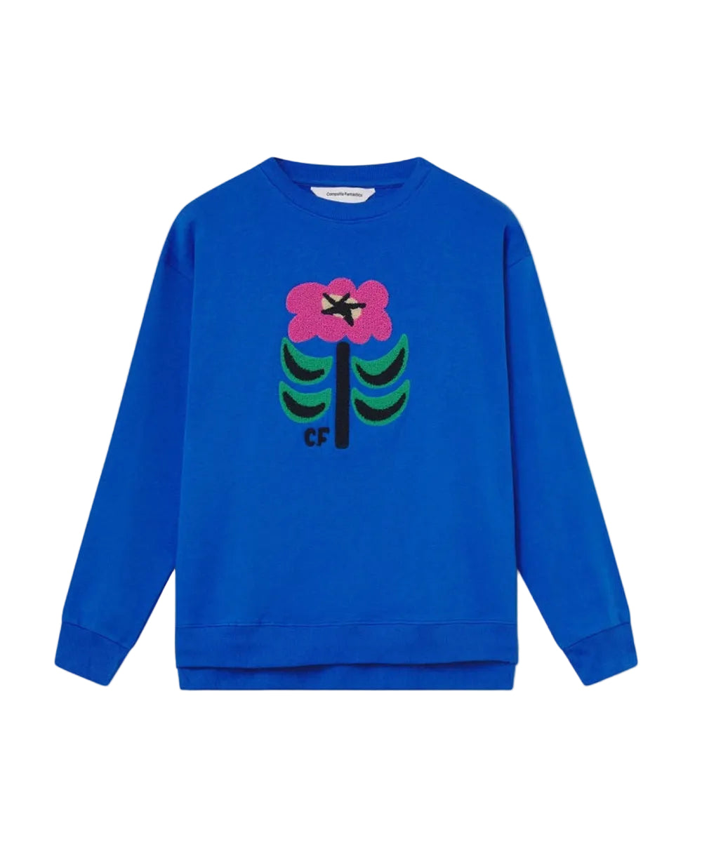 Sweat bleu à patch fleurs Neo Garden de Compañía Fantástica