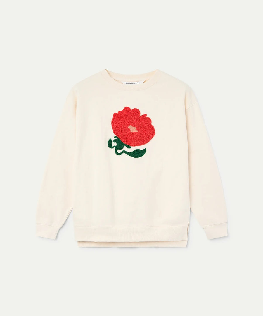 Sweat broderie fleur rouge de Compañía Fantástica