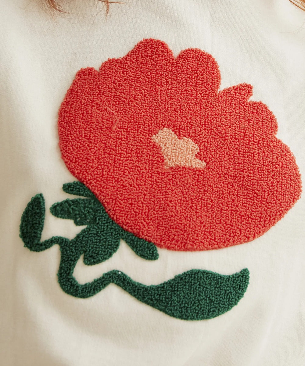 Sweat broderie fleur rouge de Compañía Fantástica